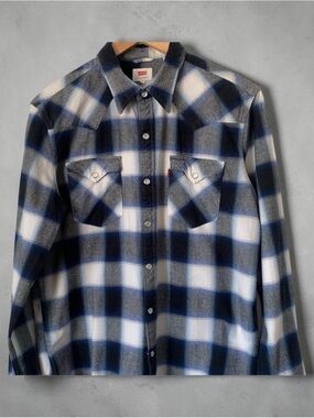 Levi's Blue and White Plaid Shirt LIKE NEW